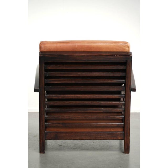 Art Deco Cognac Colored Cowhide Armchair For Sale - Image 4 of 13