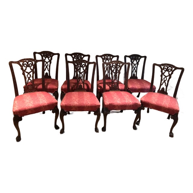 Early 20th Century Vintage George II Style Mahogany Dining Chairs - Set of 10 For Sale