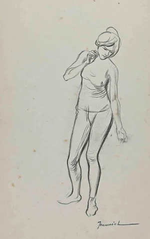 Pierre Georges Jeanniot, The Posing Woman, Drawing, Early 20th-Century