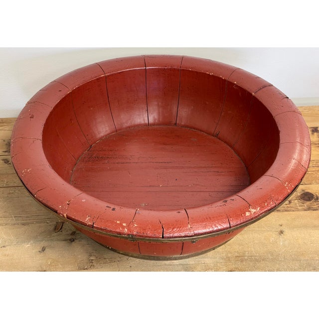 Large 19th C Brass Trimmed Red Barrel Bowl For Sale - Image 4 of 12