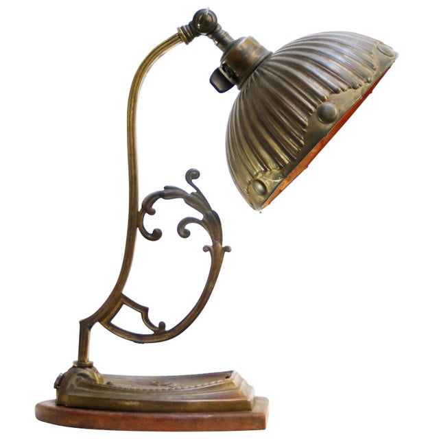 Art Nouveau French Brass Table Desk Light, 1920s For Sale - Image 10 of 10