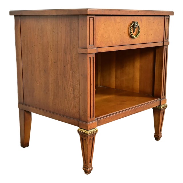 Henredon French Regency Louis XVI Carved Walnut Nightstand, Circa 1960s For Sale