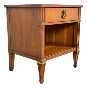 Henredon French Regency Louis XVI Carved Walnut Nightstand, Circa 1960s