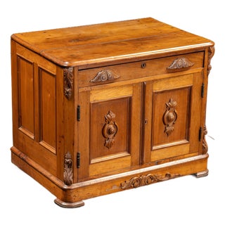 Antique Carved Wooden Lowboy Storage Cabinet For Sale