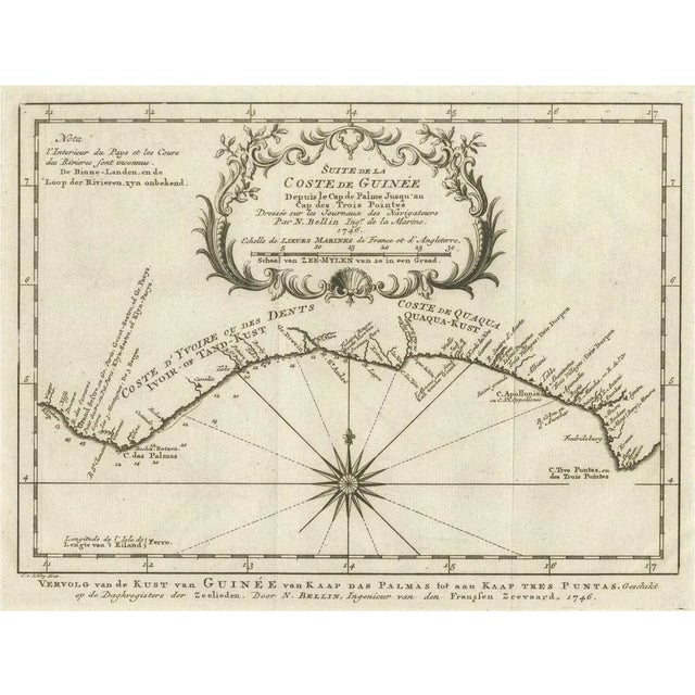 Paper Antique Map of the Coast of Guinea For Sale - Image 7 of 7