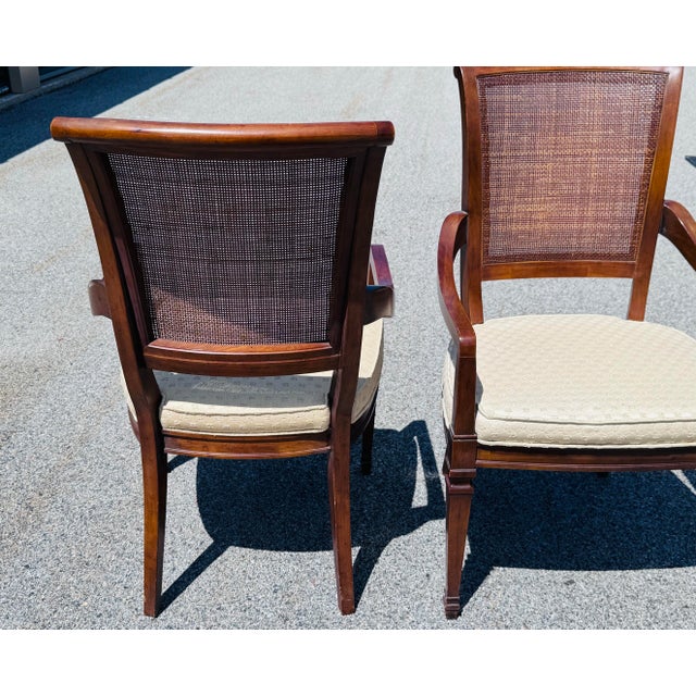 Vintage 1960s Drexel Heritage Mahogany Oval Dining Table & 4 Cane Back Chairs For Sale - Image 10 of 13
