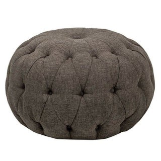 Grey Bombay Button Tufted Pouf Ottoman For Sale
