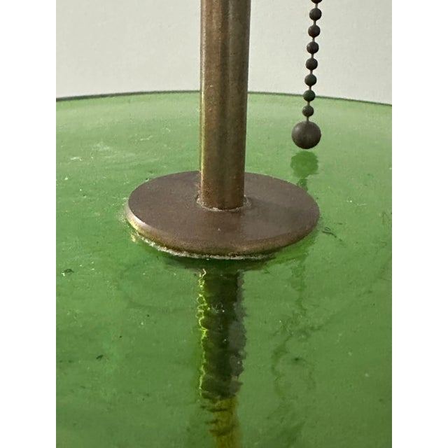 Vintage Stray Dog Design Contemporary Style Handblown Art Glass Lamp With Blue Tole/Metal Drum Shade For Sale - Image 10 of 12
