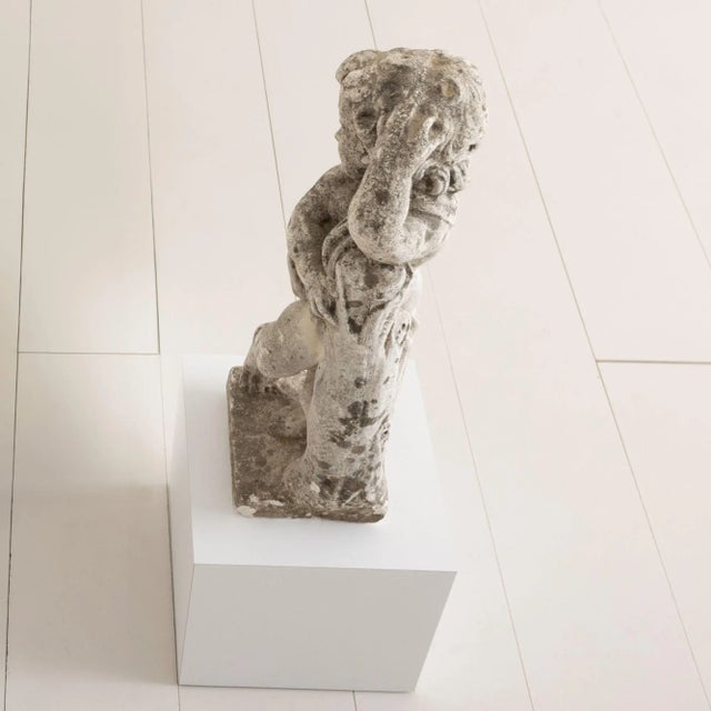 Light Gray Early 20th Century Italian Concrete Garden Cherub Statue For Sale - Image 8 of 9