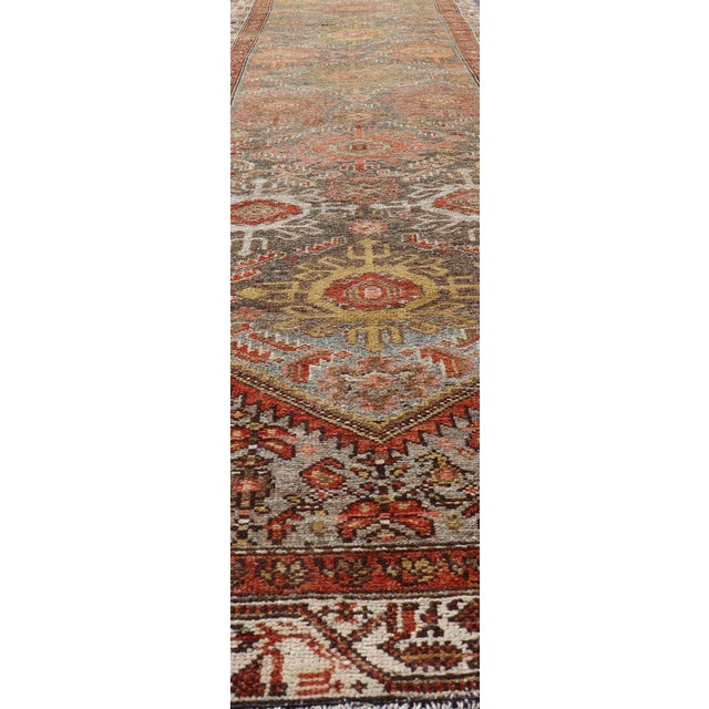 Antique Persian Hamadan Long Runner in Brown, Gray and Earth Tones 2'6 X 16'3 For Sale - Image 9 of 14