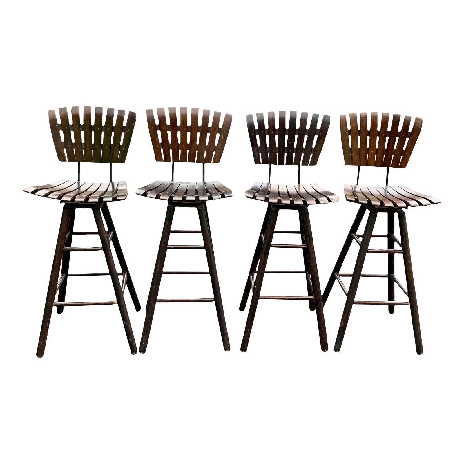 Arthur Umanoff Style Mid Century Modern Swivel Bar or Counter Stools
