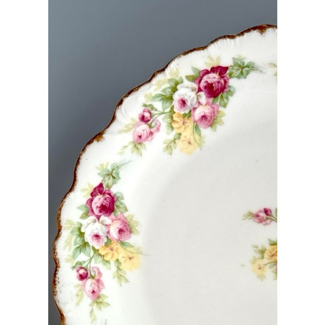 White Antique Elite Works French Limoges Rose Charger Plate For Sale - Image 8 of 11
