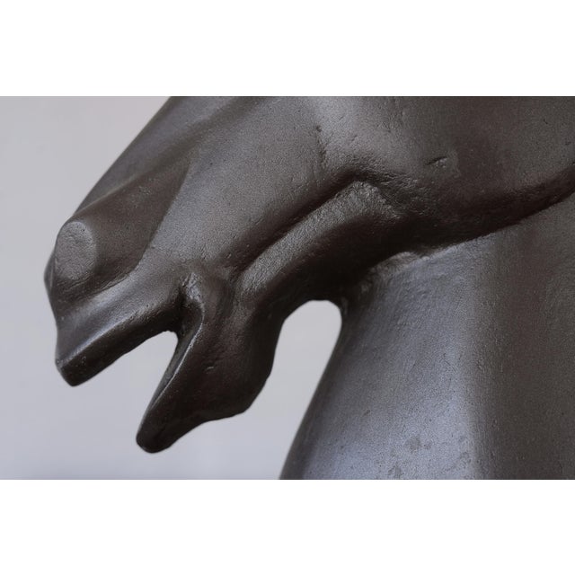 Ceramic Large Vintage Dark Brown Ceramic Horse Head Sculpture For Sale - Image 7 of 14