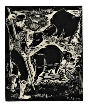 Nevzat Akoral, Two Oxen, Circa 1960