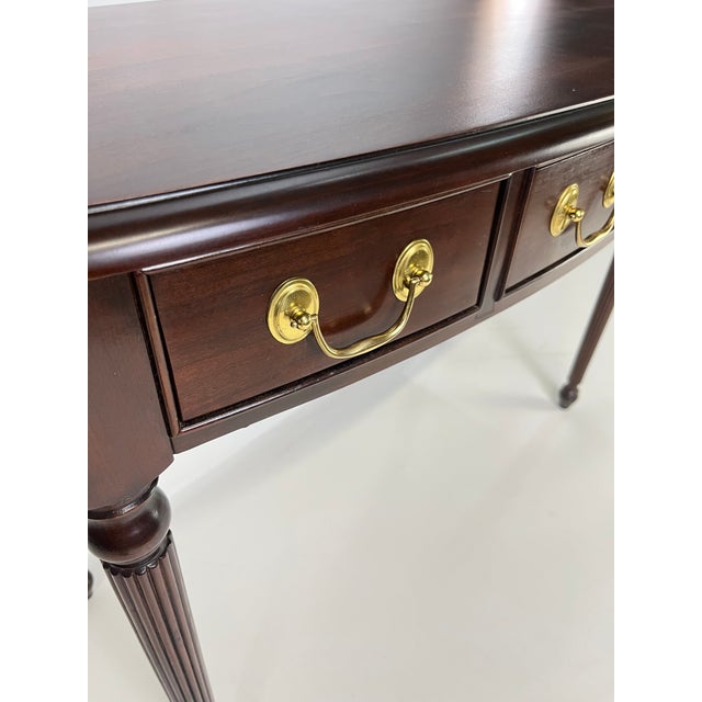 Vintage Harden Furniture "Circa 1991" Collector's Edition Cherry Bowfront Console / Writing Desk For Sale - Image 11 of 16