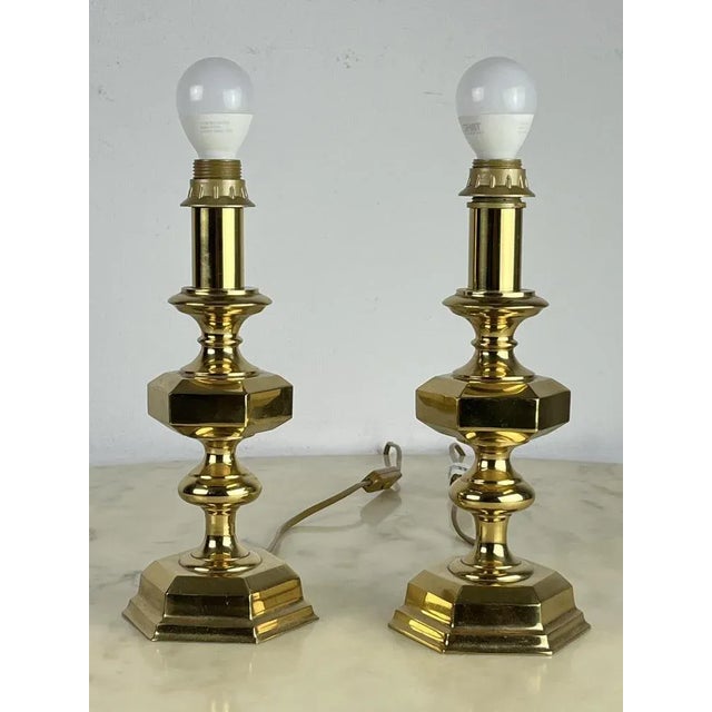 Italian Brass Table Lamps, 1980s, Set of 2 For Sale - Image 10 of 10