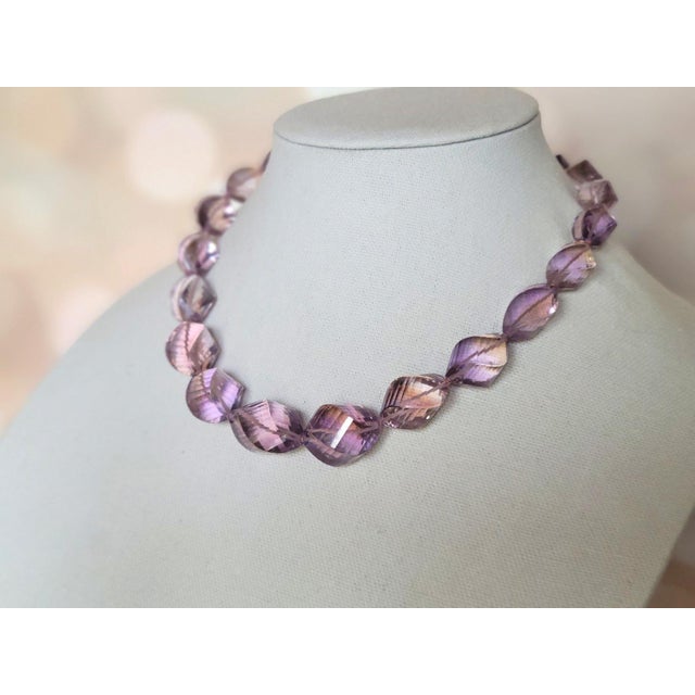 Metal Natural Bolivian Carved Ametrine Beaded Necklace With 14k Gold Clasp For Sale - Image 7 of 11