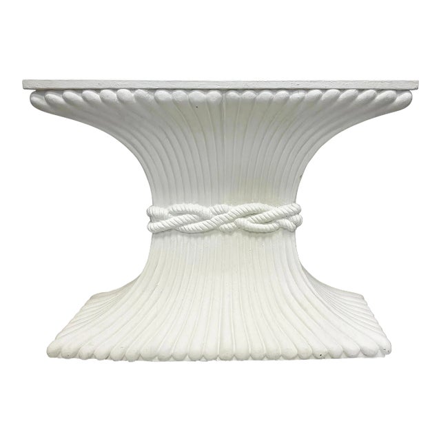 Hollywood Regency Gesso Carved Wood Console Table, Wheat Sheaf Form For Sale