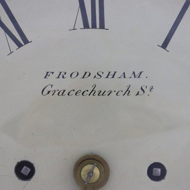 Wood Antique English Frodsham Flame Mahogany Bracket Clock With Shelf C1820 For Sale - Image 7 of 18