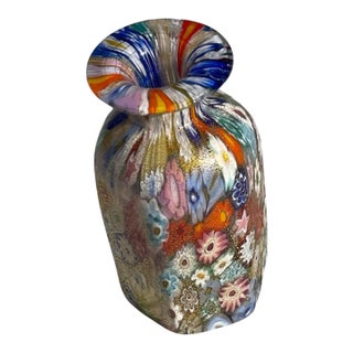 Vintage Murano Millefiori Art Glass Miniature Bottle With Gold Flecks For Sale