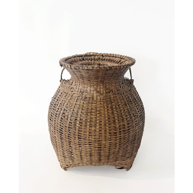 Vintage 1960s Philippines Alat Fish Creel Bamboo Basket & Funnel For Sale - Image 4 of 7