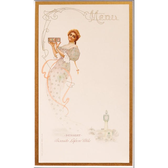 Date: 1900 Size: 4.5 x 7.75 inches (interior), 8.25 x 11.5 inches (exterior) A menu, in excellent condition, brought in...