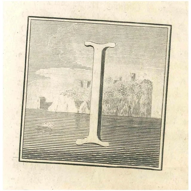 Letter of the alphabet i, from the series "antiquities of herculaneum", is an etching on paper realized by gaspare...