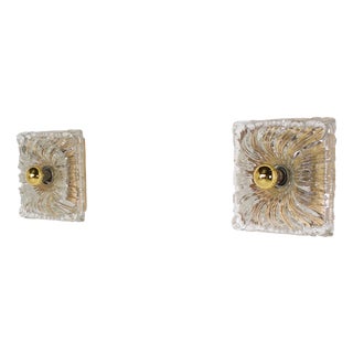 Shabby Chic Pressed Glass Wall Sconces, 1970s, Set of 2 For Sale