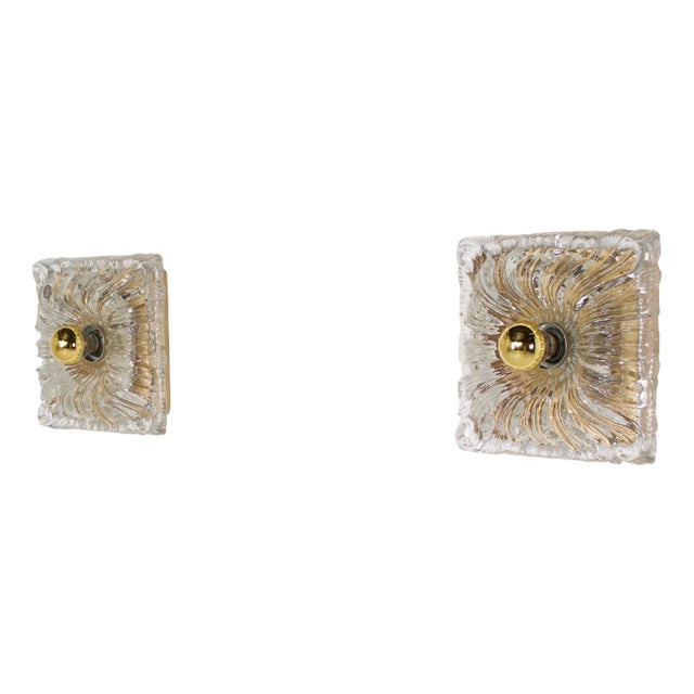 Shabby Chic Pressed Glass Wall Sconces, 1970s, Set of 2 For Sale