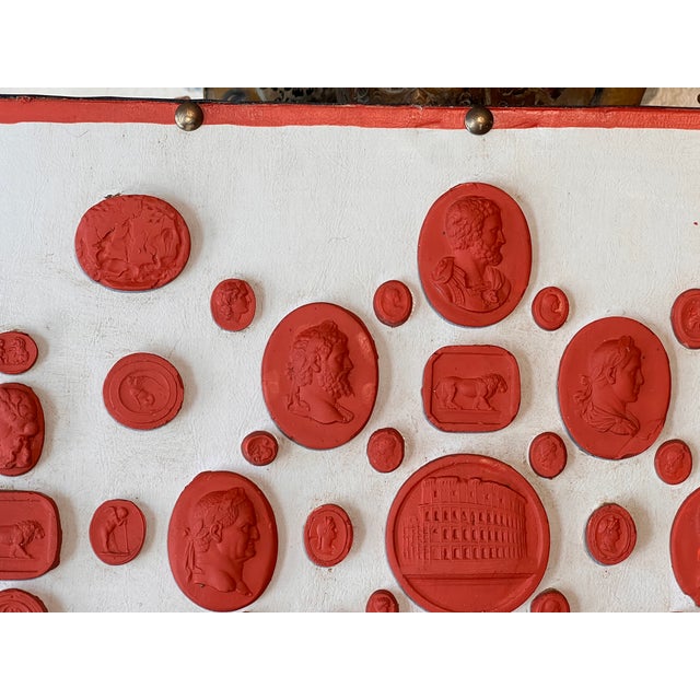Set of Three Grand Tour Neoclassical Vintage Red Plaster Cast Waxed Intaglio Arrangements For Sale - Image 17 of 17