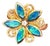 Kabana Diamond Fire Opal 14k Yellow Gold Flower Ring, Size 7.25 For Sale