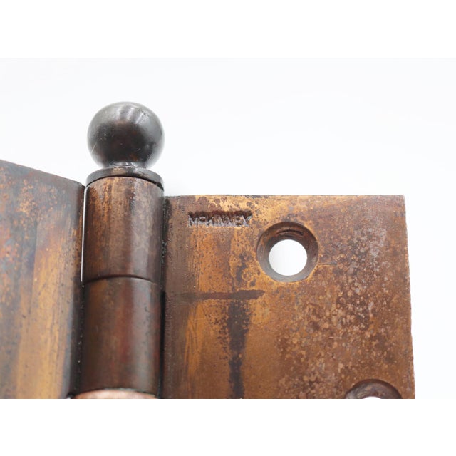 Traditional Pair of Vintage 4.5 X 4.5 In. Brass Ball Bearing Door Hinges For Sale - Image 3 of 5