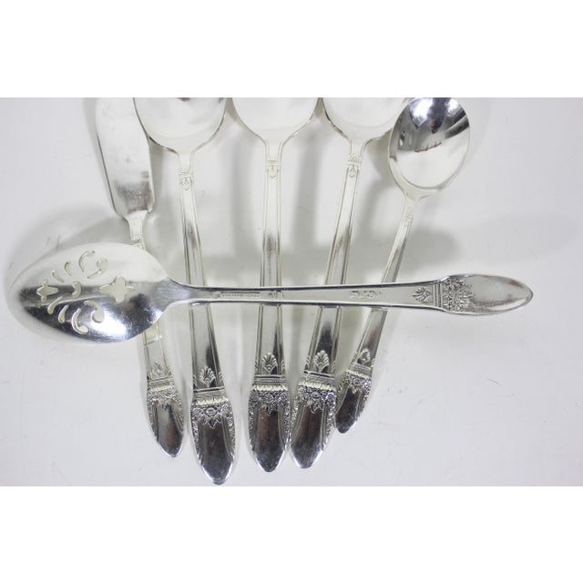 1937 First Love Hostess Set of Serving Utensils Spoons Slotted Sugar Butter Knife - 6 Piece For Sale - Image 4 of 11