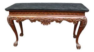 Chippendale Style Tessellated Carved Mahogany Console Table