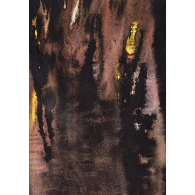 1960s Large Vintage Mid Century Abstract Expressionist Watercolor Painting by Gene Hutner For Sale - Image 5 of 7