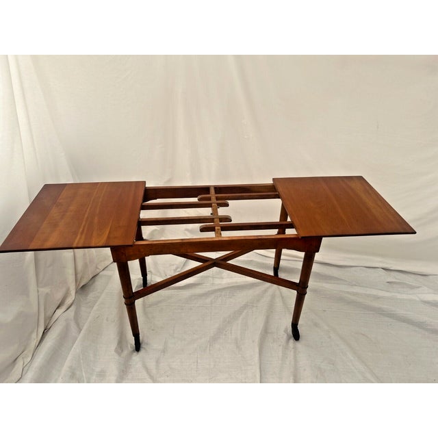 1990s Stickley Vintage Cherry Expanding Bar Tea Cart Server Butlers Table Rolling For Sale In Palm Springs - Image 6 of 12