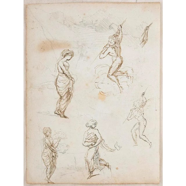 Unknown, Studies with Landscape, Ink and Pencil on Paper, Early 1800s For Sale - Image 3 of 3