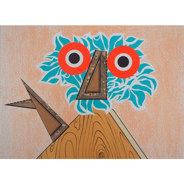 Modern Enrico Baj, Hibou, Lithograph For Sale - Image 3 of 6