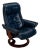 Ekornes Stressless Royal Recliner – Medium – Blue Leather With Wood Base - Made in Norway For Sale