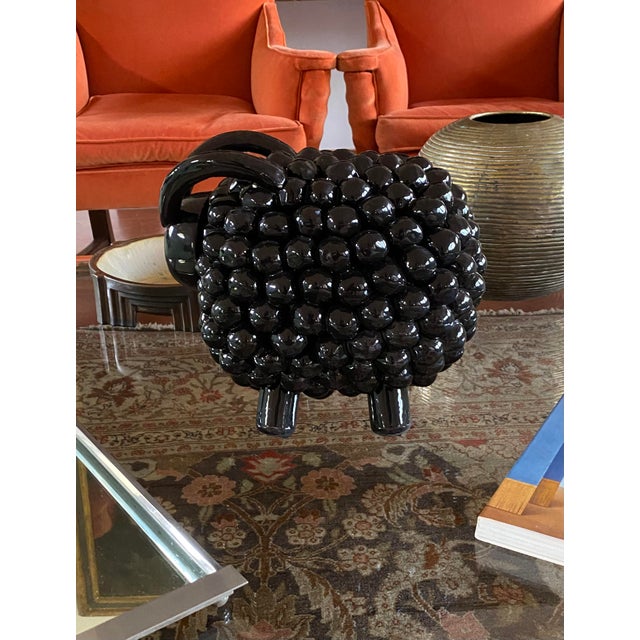 1980s Black Ram / Sheep Ceramic Sculpture, Italy 1980s For Sale - Image 5 of 12