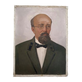 Antique Oil Portrait Painting, Ukrainian Artist Soroka, Male Figure 80-60 For Sale