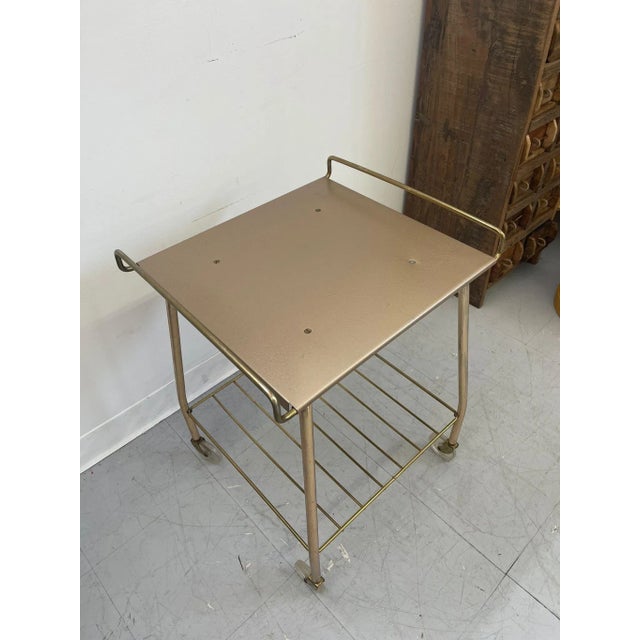 1970s 1970s Vintage Gold Colored Cart on Wheels For Sale - Image 5 of 8