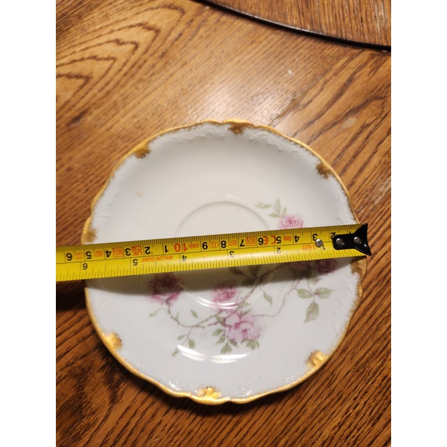 Late 19th Century Victorian Haviland Limoges Baltimore Rose Oversize Breakfast Cup and Saucer Set For Sale - Image 10 of 12