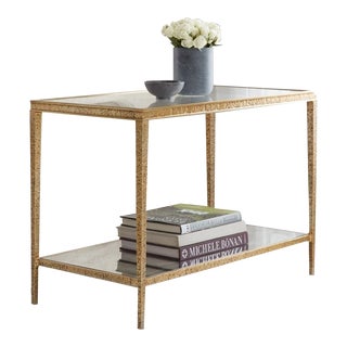 Modern History Sculpture Side Table - Antique Brass For Sale