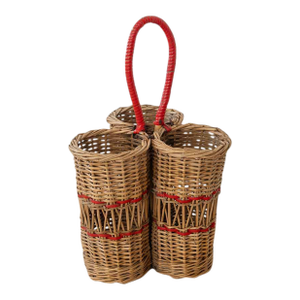 1950s French Wicker Wine Bottle Holder