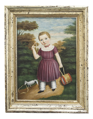 Child with Drum Biedermeier Painting, 1920s, Oil in Canvas