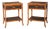 Pair of Aesthetic Movement Style Rattan, Metal and Canvas Side Tables For Sale