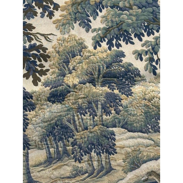 Green Vintage French Aubusson Style Jacquard Halluin Tapestry, 1960s For Sale - Image 8 of 18