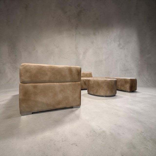2020s Loom Sculptural Modula Leather Sectional With Ottoman Special Edition For Sale - Image 5 of 11