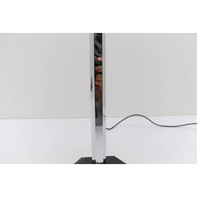 Art Deco Chrome Table Lamp with Glass Shade and Marble Base, Germany, 1940s For Sale - Image 9 of 11